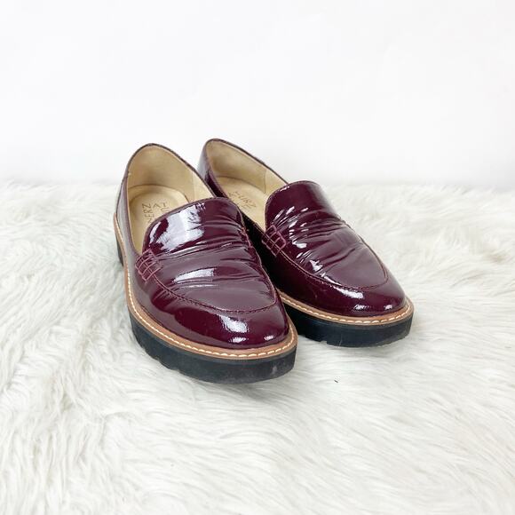 Naturalizer 6.5 M Womens Red Burgundy Patent Leather Loafter Flats - Picture 1 of 10